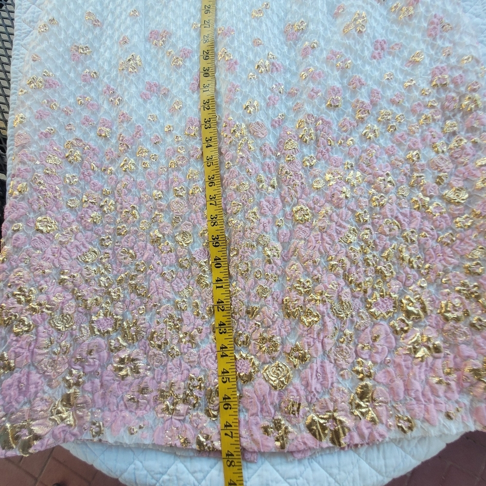 Ella Belle New York Elegant White/Pink & Gold Women's Midi Dress Size 14 - Picture 12 of 12